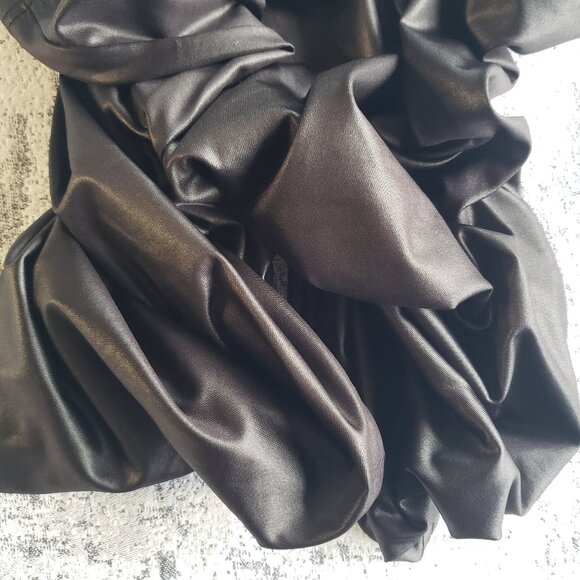 Black Leather Look Slinky Thin and Stretchy Skirt - Picture 2 of 9